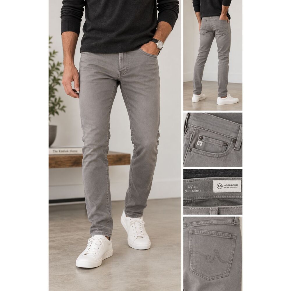 NWOT AG Adriano Goldschmied Dylan Slim Skinny Jeans Men’s 32x34 Gray Denim